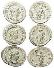 Lots - Ancient Coins Römische Münzen - Lots. Gordianus III. (238 - 244 n. Chr.) / Philippus I. Arabs (244 - 249 n. Chr.) / Trebonianus Gallus (251 - 253 n. Chr.) Lot (3 Stück): 3 Antoniniane (Silber).