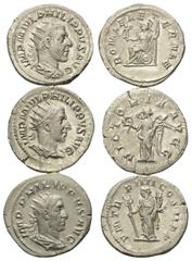 Lots - Ancient Coins Römische Münzen - Lots. Philippus I. Arabs (244 - 249 n. Chr.) Lot (3 Stück): 3 Antoniniane (Silber). Rom. Vs: Büste rechts. Rs: Roma n. l. sitzend / Victoria n. l. stehend / Feli