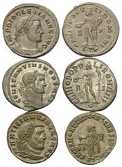 Lots - Ancient Coins Römische Münzen - Lots. Diocletianus (284 - 305 n. Chr.) / Constantius I. Chlorus (305 - 306 n. Chr.) als Caesar / Galerius Maximianus (305 - 311 n. Chr.) als Caesar Lot (3 Stück)