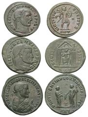 Lots - Ancient Coins Römische Münzen - Lots. Diocletianus (284 - 305 n. Chr.) / Galerius Maximianus (305 - 311 n. Chr.) / Maxentius (306 - 312 n. Chr.) Lot (3 Stück): 3 Folles. Thessalonica / Heraclea