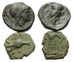 Griechische Münzen - Lots Griechische Münzen - Lots. Attika / Sikyonia. Athen / Sikyon. Lot (2 Stück): 2 Bronzen. 3. Jhdt. v. Chr. Vs: Athenakopf / Taube nach rechts stehend. Rs: Eule nach rechts steh