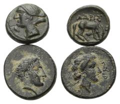 Greek Coins - Lots Griechische Münzen - Lots. Thessalien. Gyrton / Larissa. Lot (2 Stück): 2 Bronzen; 4. Jhdt. v. Chr. Vs: Kopf des Gyrton rechts / Kopf der Larissa links. Rs: Kopf der Gyrtona rechts 