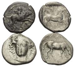 Greek Coins - Lots Griechische Münzen - Lots. Thessalien. Larissa. Lot (2 Stück, Silber): 2 Drachmen; 5. - 4. Jhdt. v. Chr. Vs: Thessalos mit Chlamys nach rechts einen Stier bändigend / Nymphenkopf en