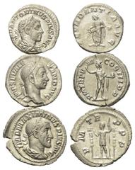 Roman Coins - Lots Römische Münzen - Lots. Elagabalus (218 - 222 n. Chr.) / Severus Alexander (222 - 235 n. Chr.) / Maximinus I. Thrax (235 - 238 n. Chr.). Lot (3 Stück): 3 Denare (Silber). Rom. Vs: B