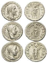 Roman Coins - Lots Römische Münzen - Lots. Severus Alexander (222 - 235 n. Chr.) / Maximinus I. Thrax (235 - 238 n. Chr.) / Gordianus III. (238 - 244 n. Chr.). Lot (3 Stück): 3 Denare (Silber). Rom. V