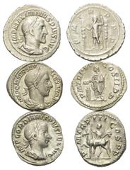 Roman Coins - Lots Römische Münzen - Lots. Severus Alexander (222 - 235 n. Chr.) / Maximinus I. Thrax (235 - 238 n. Chr.) / Gordianus III. (238 - 244 n. Chr.). Lot (3 Stück): 3 Denare (Silber). Rom. V