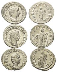 Roman Coins - Lots Römische Münzen - Lots. Gordianus III. (238 - 244 n. Chr.) / Philippus I. Arabs (244 - 249 n. Chr.) / Herennia Etruscilla (Gemahlin des Traianus Decius, 249 - 251 n. Chr.). Lot (3 S