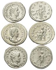 Roman Coins - Lots Römische Münzen - Lots. Philippus I. Arabs (244 - 249 n. Chr.) / Otacilia Severa (Gemahlin des Philippus I.) / Philippus II. (247 - 249 n. Chr.) als Caesar. Lot (3 Stück): 3 Antonin