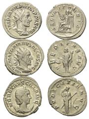 Roman Coins - Lots Römische Münzen - Lots. Philippus I. Arabs (244 - 249 n. Chr.) / Traianus Decius (249 - 251 n. Chr.) / Herennia Etruscilla (Gemahlin des Traianus Decius). Lot (3 Stück): 3 Antoninia