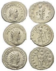 Roman Coins - Lots Römische Münzen - Lots. Philippus I. Arabs (244 - 249 n. Chr.) / Traianus Decius (249 - 251 n. Chr.) / Trebonianus Gallus (251 - 253 n. Chr.). Lot (3 Stück): 3 Antoniniane (Silber).