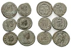 Roman Coins - Lots Römische Münzen - Lots. Theodosius I. (379 - 395 n. Chr.) / Valentinianus II. (375 - 392 n. Chr.) / Arcadius (395 - 408 n. Chr.). Lot (6 Stück): 6 Halbcentenionales. Siscia / Thessa