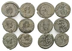 Roman Coins - Lots Römische Münzen - Lots. Theodosius I. (379 - 395 n. Chr.) / Valentinianus II. (375 - 392 n. Chr.) / Arcadius (395 - 408 n. Chr.) / Honorius (395 - 423 n. Chr.). Lot (6 Stück): 6 Hal