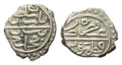 Ottoman Osmanen. Bayezid II. (886 - 918 H. / 1481 - 1512). Akce (Silber). 886 H. Qastamonu. Vs: Mehmed Sultan bin Murad han. Rs: Azze nasrühü Qastamonu duribe sene 886. 12 mm. 0,69 g. Damali S. 325, 8