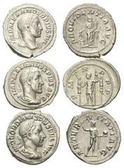 Roman Coins - Lots Römische Münzen - Lots. Severus Alexander (222 - 235 n. Chr.) / Maximinus I. Thrax (235 - 238 n. Chr.) / Gordianus III. (238 - 244 n. Chr.). Lot (3 Stück): 3 Denare (Silber). Rom. V