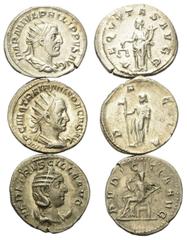Roman Coins - Lots Römische Münzen - Lots. Philippus I. Arabs (244 - 249 n. Chr.) / Traianus Decius (249 - 251 n. Chr.) / Herennia Etruscilla (Gemahlin des Traianus Decius). Lot (3 Stück): 3 Antoninia