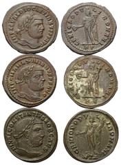 Roman Coins - Lots Römische Münzen - Lots. Diocletianus (284 - 305 n. Chr.) / Maximianus Herculius (285 - 310 n. Chr.) / Constantius I. Chlorus (305 - 306 n. Chr.) als Caesar. Lot (3 Stück): 3 Folles.