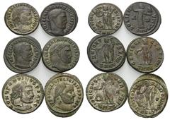Roman Coins - Lots Römische Münzen - Lots. Constantinus I. der Große (307 - 337 n. Chr.) / Licinius I. (308 - 324 n. Chr.) / Maximinus II. Daia (310 - 313 n. Chr.). Lot (6 Stück): 6 Folles. Thessaloni