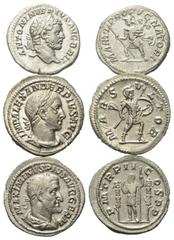 Roman Coins - Lots Römische Münzen - Lots. Caracalla (197 - 217 n. Chr.) / Severus Alexander (222 - 235 n. Chr.) / Maximinus I. Thrax (235 - 238 n. Chr.). Lot (3 Stück): 3 Denare (Silber). Rom. Vs: Ko