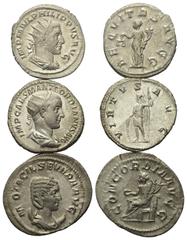 Roman Coins - Lots Römische Münzen - Lots. Gordianus III. (238 - 244 n. Chr.) / Philippus I. Arabs (244 - 249 n. Chr.) / Otacilia Severa (Gemahlin des Philippus I.). Lot (3 Stück): 3 Antoniniane (Silb