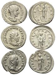 Roman Coins - Lots Römische Münzen - Lots. Gordianus III. (238 - 244 n. Chr.) / Philippus I. Arabs (244 - 249 n. Chr.) / Otacilia Severa (Gemahlin des Philippus I.). Lot (3 Stück): 3 Antoniniane (Silb