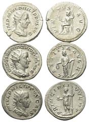 Roman Coins - Lots Römische Münzen - Lots. Gordianus III. (238 - 244 n. Chr.) / Philippus I. Arabs (244 - 249 n. Chr.) / Philippus II. (247 - 249 n. Chr.). Lot (3 Stück): 3 Antoniniane (Silber). Rom. 