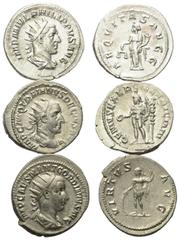 Roman Coins - Lots Römische Münzen - Lots. Gordianus III. (238 - 244 n. Chr.) / Philippus I. Arabs (244 - 249 n. Chr.) / Traianus Decius (249 - 251 n. Chr.). Lot (3 Stück): 3 Antoniniane (Silber). Rom