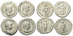 Roman Coins - Lots Römische Münzen - Lots. Gordianus III. (238 - 244 n. Chr.) / Philippus I. Arabs (244 - 249 n. Chr.). Lot (4 Stück): 4 Antoniniane (Silber). Rom. Vs: Büste rechts. Rs: Fides nach lin