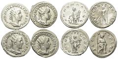 Roman Coins - Lots Römische Münzen - Lots. Gordianus III. (238 - 244 n. Chr.) / Philippus I. Arabs (244 - 249 n. Chr.). Lot (4 Stück): 4 Antoniniane (Silber). Rom. Vs: Büste rechts. Rs: Jupiter neben 