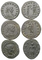 Roman Coins - Lots Römische Münzen - Lots. Quintillus (270 n. Chr.) / Probus (276 - 282 n. Chr.) / Diocletianus (284 - 305 n. Chr.). Lot (3 Stück): 3 Antoniniane. Rom / Siscia / Ticinum. Vs: Büste rec