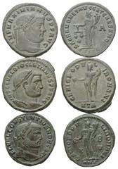 Roman Coins - Lots Römische Münzen - Lots. Diocletianus (284 - 305 n. Chr.) / Maximianus Herculius (285 - 310 n. Chr.) / Constantius I. Chlorus (305 - 306 n. Chr.) als Caesar. Lot (3 Stück): 3 Folles.