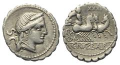 Roman Republican C. Naevius Balbus. Denar (Silber). 79 v. Chr. Rom. Vs: Kopf der Venus mit Diadem rechts, dahinter S C. Rs: C NAE BALB. Victoria in galoppierender Triga nach rechts fahrend; im Feld da