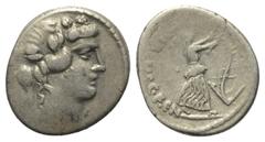 Roman Republican C. Vibius Pansa. Denar (Silber). 48 v. Chr. Rom. Vs: PANSA. Kopf des Liber mit Efeukranz rechts. Rs: C VIBIVS C F C N. Ceres mit zwei brennenden Fackeln in den Händen nach rechts schr