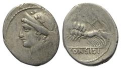 Roman Republican C. Considius Paetus. Denar (Silber). 46 v. Chr. Rom. Vs: [PAETI]. Kopf der Venus mit Diadem und Lorbeerkranz links. Rs: C CONSIDI. Victoria mit Palmzweig und Kranz in galoppierender Q