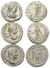 Römische Münzen - Lots. Caracalla (197 - 217 n. Chr.) / Elagabalus (218 - 222 n. Chr.) / Maximinus I. Thrax (235 - 238 n. Chr.). Lot (3 Stück, Silber): Denare. Rom / östliche Münzstätte. Vs: Kopf bzw.
