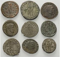 Roman Coins - Lots Römische Münzen - Lots. Römische Münzen - Lots. Römische Kaiserzeit. Maximianus Herculius (286 - 305 n. Chr.) / Maximinus II. Daia als Augustus (311 - 313 n. Chr.). Lot (9 Stück): F