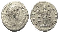 Roman Imperial Didius Iulianus (193 n. Chr.). Denar (Silber). 193 n. Chr. Rom. Vs: IMP CAES M DID IVLIAN AVG. Kopf mit Lorbeerkranz rechts. Rs: CONCORD MILIT. Concordia frontal stehend, Kopf nach link