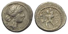 Roman Imperatorial C. Iulius Caesar. Denar (Silber). 47 - 46 v. Chr. Münzstätte in Nordafrika. Vs: Kopf der Venus mit Diadem rechts. Rs: CAESAR. Aeneas mit Palladium und seinem Vater Anchises auf der 