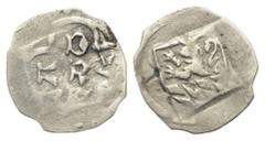 Medieval - Germany Bayern - Oberpfalz. Rupert II. und Rupert III. (13901398). Pfennig (Silber). Amberg. Pfennig Regensburger Schlag. Vs: In Vierpass kreuzförmig R DUX A. Rs: Schild mit steigendem Löwe