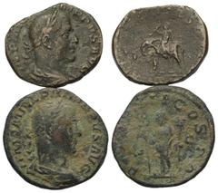 Philippus I. Arabs (244 - 249 n. Chr.). Sesterz. Lot (2 Stück): Sesterzen. Vs: Büste mit Lorbeerkranz und Drapierung rechts. Rs: Felicitas / Typ Aeternitas mit Elefant und Reiter. Schön / fast sehr sc