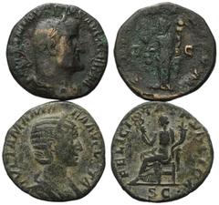 Roman Coins - Lots Römische Münzen - Lots. Römische Kaiserzeit. Maximinus Thrax (235 - 238 n. Chr.) und Iulia Mamaea (gest. 235 n. Chr.). Lot (2 Stück): Dupondius (2x). Fast sehr schön - sehr schön. V