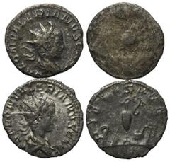 Roman Coins - Lots Römische Münzen - Lots. Römische Kaiserzeit. Saloninus als Caesar (260 n. Chr.). Lot (2 Stück, minderwertige Silberlegierung): Antoniniane. Fast sehr schön. Verkauft wie besehen, ke