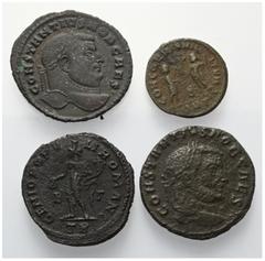 Roman Coins - Lots Römische Münzen - Lots. Römische Kaiserzeit. Constantius I. Chlorus (305 - 306 n. Chr.). Lot (4 Stück): Radiatus (1x) und Folles (3x). Fast sehr schön - fast vorzüglich. Verkauft wi