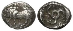 Greek Coins Dynasten von Lykien. Ekuwemi (ca. 480 / 460 v. Chr.). 1/3 Stater (Tetrobol, Silber). Vs: Eber nach links stehend. Rs: Triskeles in vertieftem Quadrat. 13 mm. 2,85 g. Müseler -; Traité 157,