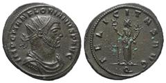 Roman Imperial Coinage Florianus (276 n. Chr.). Antoninian. 276 n. Chr. Ticinum. Vs: IMP C M ANN FLORIANVS P AVG. Büste mit Strahlenkrone, Paludament und Panzer rechts. Rs: FELICITAS AVG / Q. Felicita