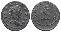 Roman Imperial Coinage Carus (282 - 283 n. Chr.). Antoninian. 284 n. Chr. Lugdunum. Vs: DIVO CARO PIO. Kopf des Divus Carus mit Strahlenkrone rechts. Rs: CONSECRATIO / I. Adler en face stehend, den Ko