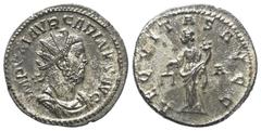 Roman Imperial Coinage Carinus (283 - 285 n. Chr.). Antoninian. 283 n. Chr. Lugdunum. Vs: IMP C M AVR CARINVS AVG. Büste mit Strahlenkrone, Paludament und Panzer rechts. Rs: AEQUITAS AVGG. Aequitas mi