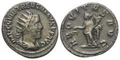 Roman Imperial Coinage Trebonianus Gallus (251 - 253 n. Chr.). Antoninian. 251 - 253 n. Chr. Rom. Vs: IMP C C VIB TREB GALLVS P F AVG. Büste mit Strahlenkrone, Paludament und Panzer rechts. Rs: AEQVIT