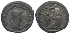 Roman Imperial Coinage Gallienus (253 - 268 n. Chr.). Antoninian (Billon). 255 - 256 n. Chr. Antiochia. Vs: IMP C P LIC GALLIENVS P F AVG. Büste mit Strahlenkrone und Paludament rechts. Rs: PIETAS AVG