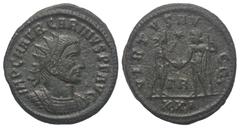 Roman Imperial Coinage Carinus (283 - 285 n. Chr.). Antoninian. 284 n. Chr. Tripolis. Vs: IMP C M AVR CARINVS P F AVG. Büste mit Strahlenkrone und Panzer rechts. Rs: VIRTVS AVGG / XXI. Carinus mit Sze