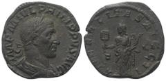 Roman Imperial Coinage Philippus I. Arabs (244 - 249 n. Chr.). Sesterz. 245 n. Chr. Rom. Vs: IMP M IVL PHILIPVS AVG. Drapierte Büste mit Lorbeerkranz rechts. Rs: LIBERALITAS AVGG II / S - C. Liberalit